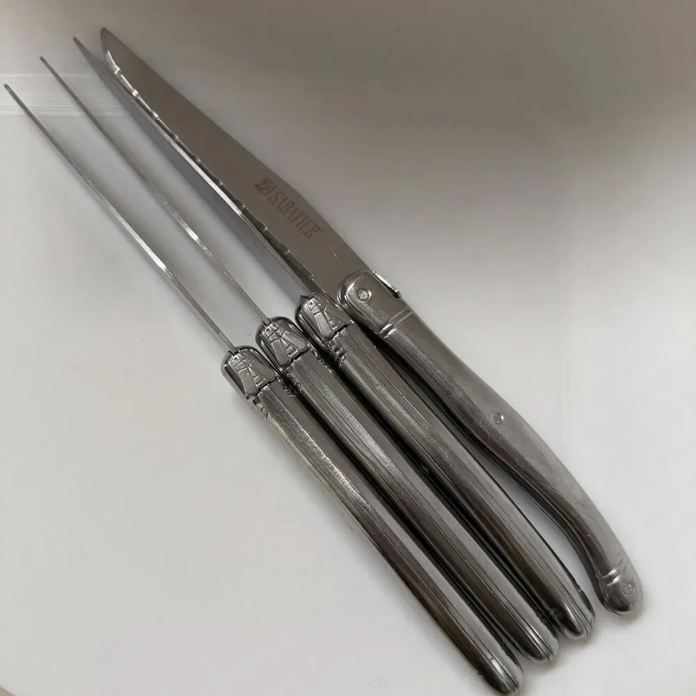 4pc Sabatier Laguiole Steak Knives 9 1/8” Stainless Hollow Handle France